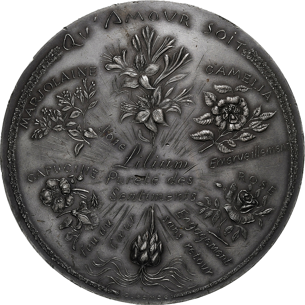 France, Medal, Mariage, Voeux, 1991, D. Ponce, , Silvered bronze