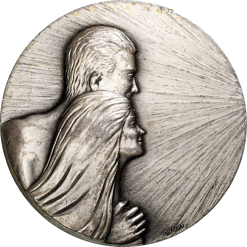 France, Medal, Mariage, Senlis, Drago, , Silvered bronze