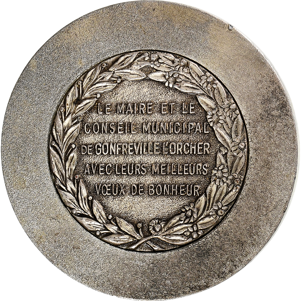 France, Medal, Mariage, Gonfreville l'Orcher, , Silvered bronze