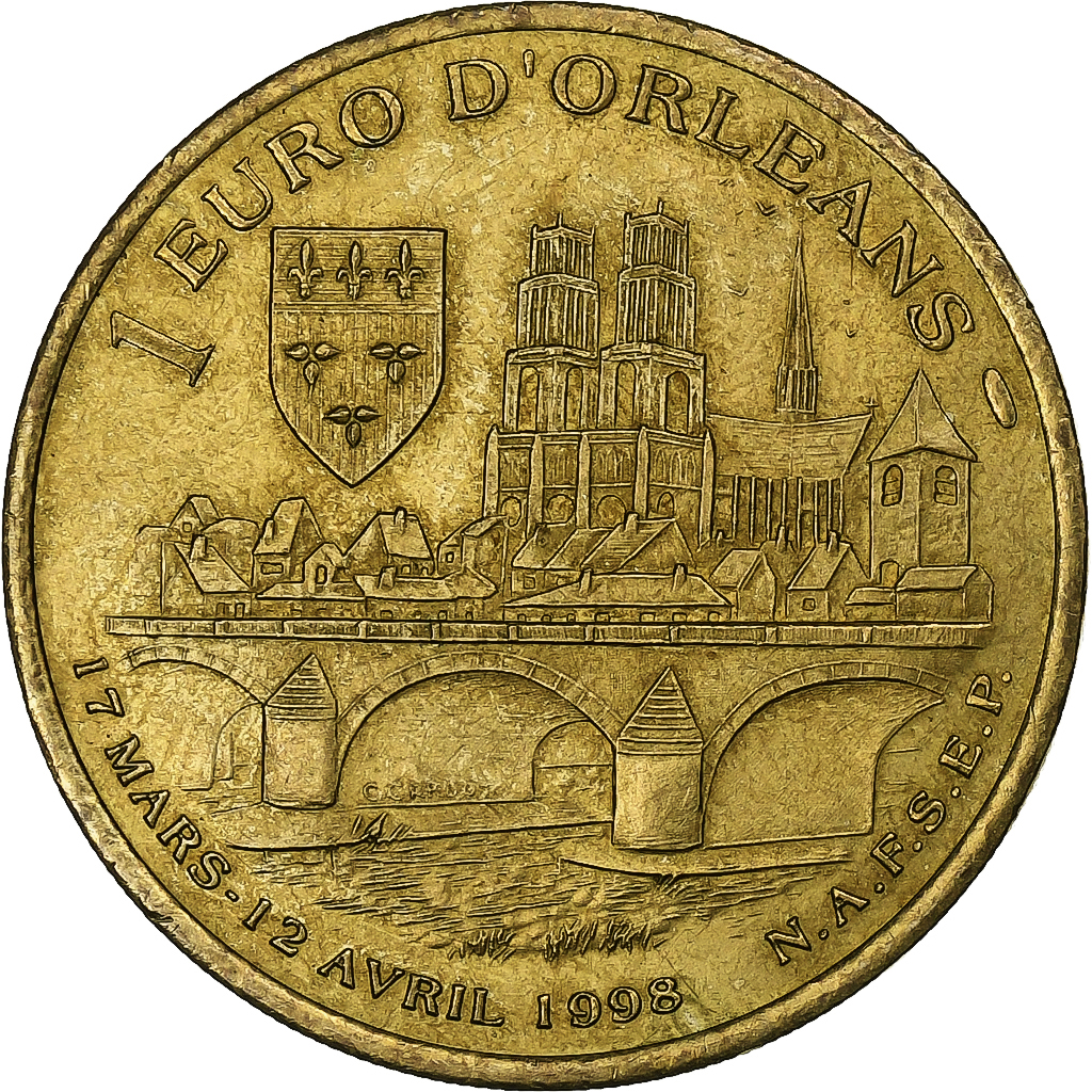 France, 1 Euro, Orléans, 1998, Copper-nickel Aluminium, EF