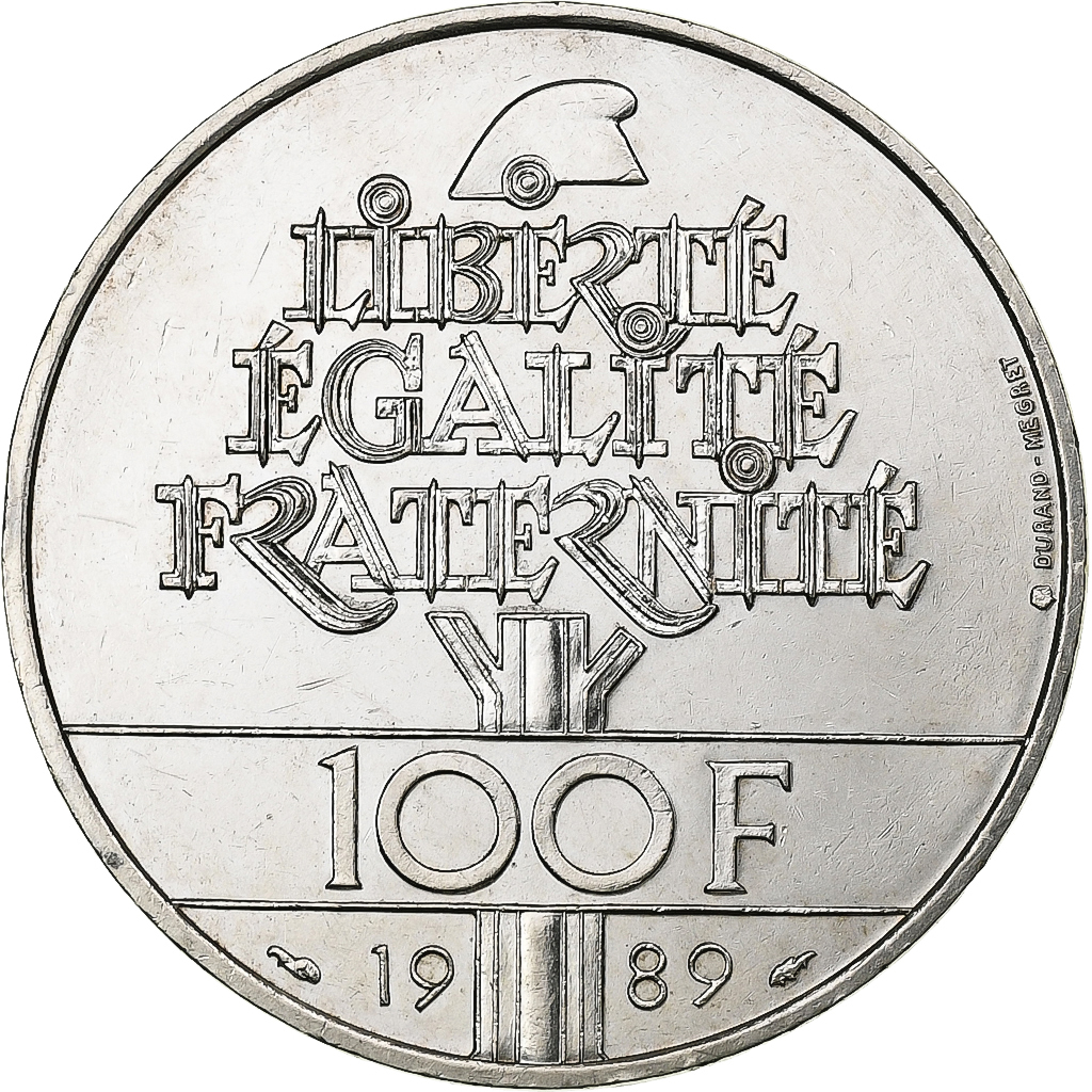 France, 100 Francs, Droits de l'Homme, 1989, Silver, , Gadoury:904
