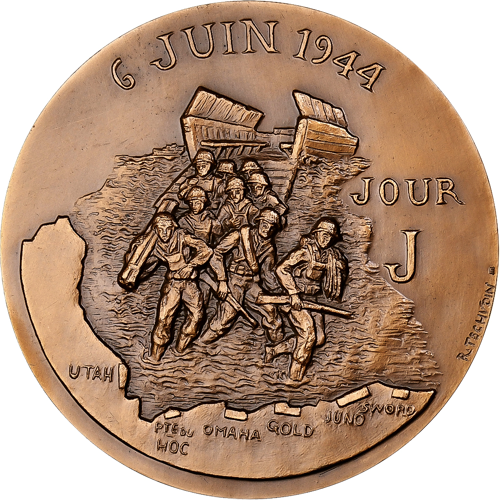 France, Medal, 40ème Anniversaire du Débarquement, 1984, Bronze, Tschudin