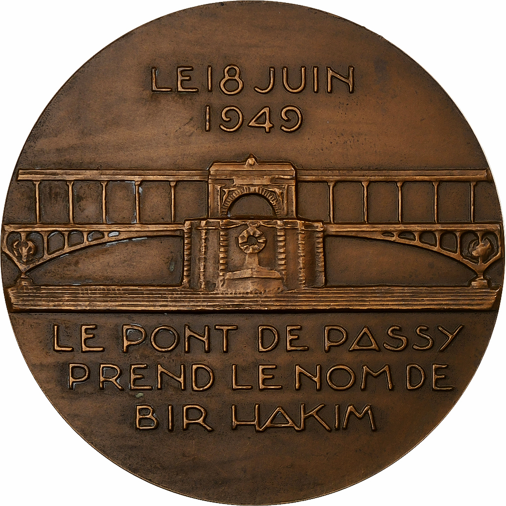 France, Medal, Le Pont de Passy prend le Nom de Bir Hakim, Bronze, Delamarre
