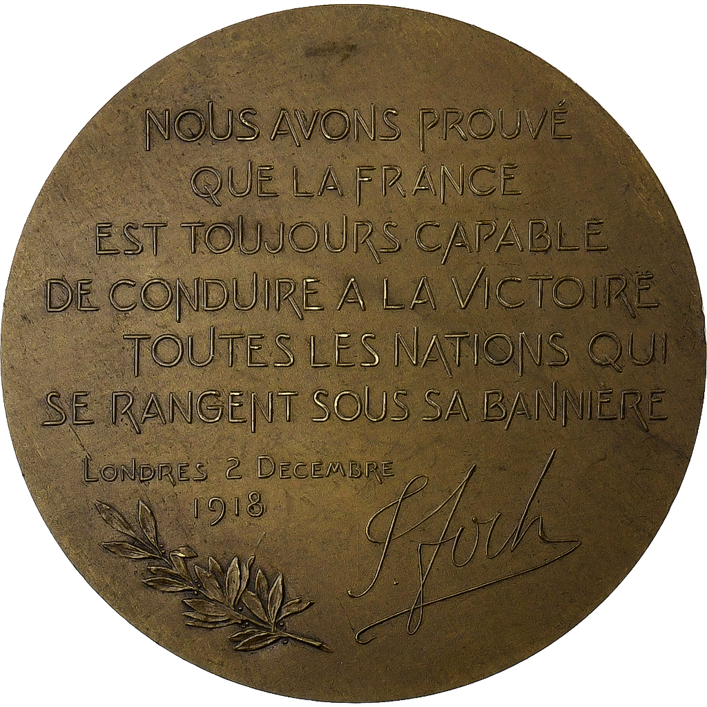 France, Medal, F. Foch, Maréchal de France, 1918, Bronze, Aug.Maillard