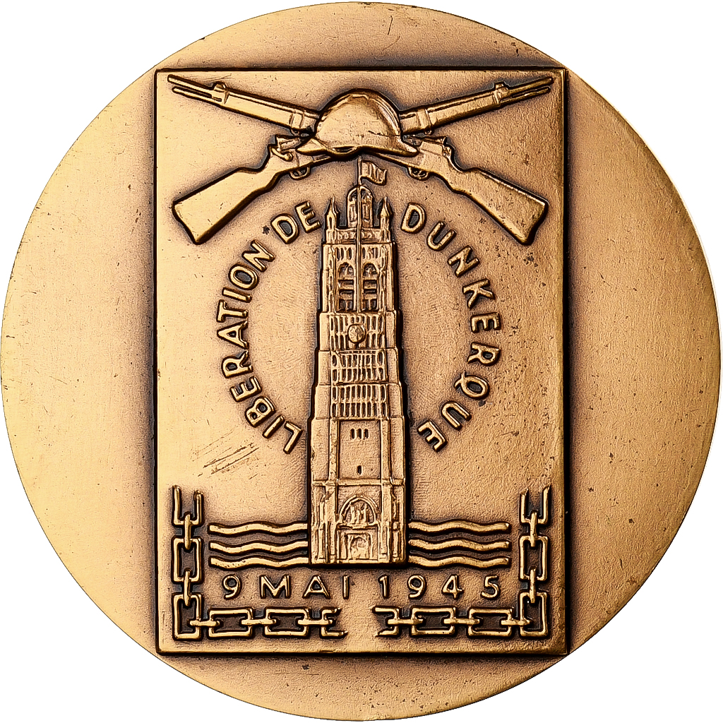 France, Medal, 40ème Anniversaire de la Libération de Dunkerque, 1985, Bronze