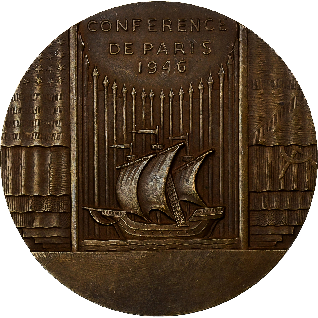 France, Medal, Art Déco, Conférence de Paris, 1946, Bronze, Cochet, 