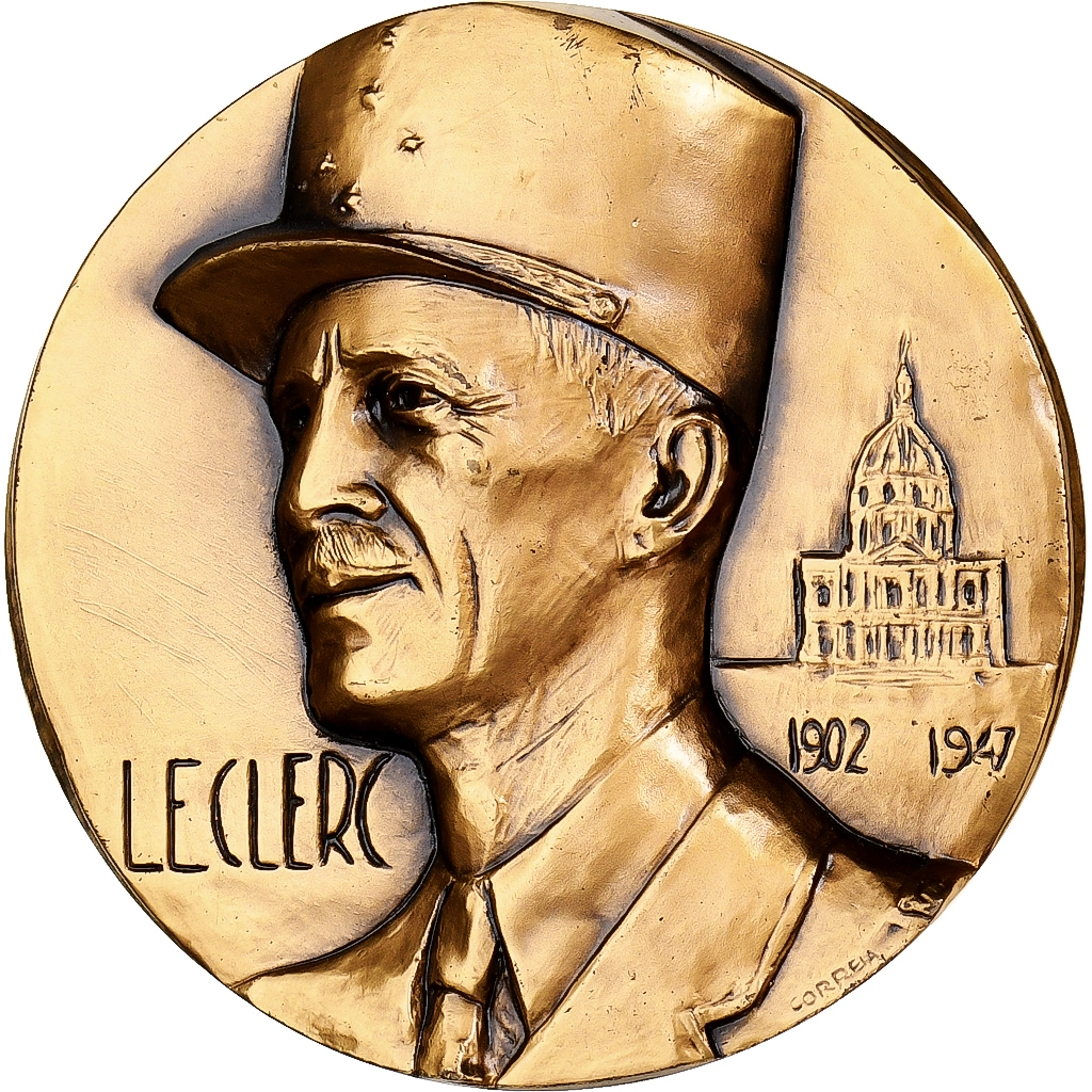 France, Medal, Général Leclerc, Maréchal de France, 1987, Bronze, Correla