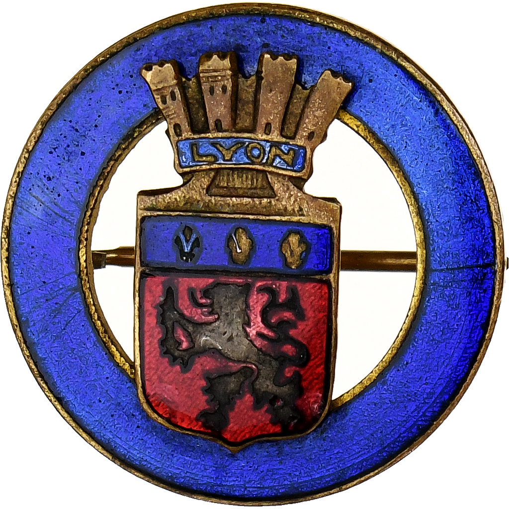 France, Broche, Ville de Lyon, Brass, Emaillée, 