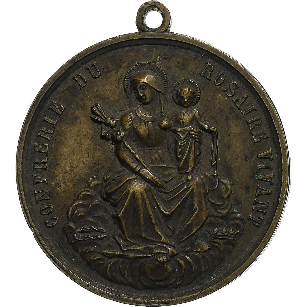 France, Medal, Confrérie du Rosaire Vivant, 1859, Copper, Penin, 