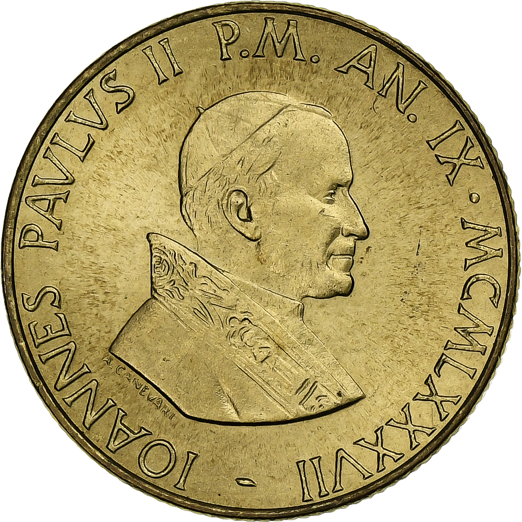 VATICAN CITY, John Paul II, 200 Lire, 1987, FDC, Aluminum-Bronze, 