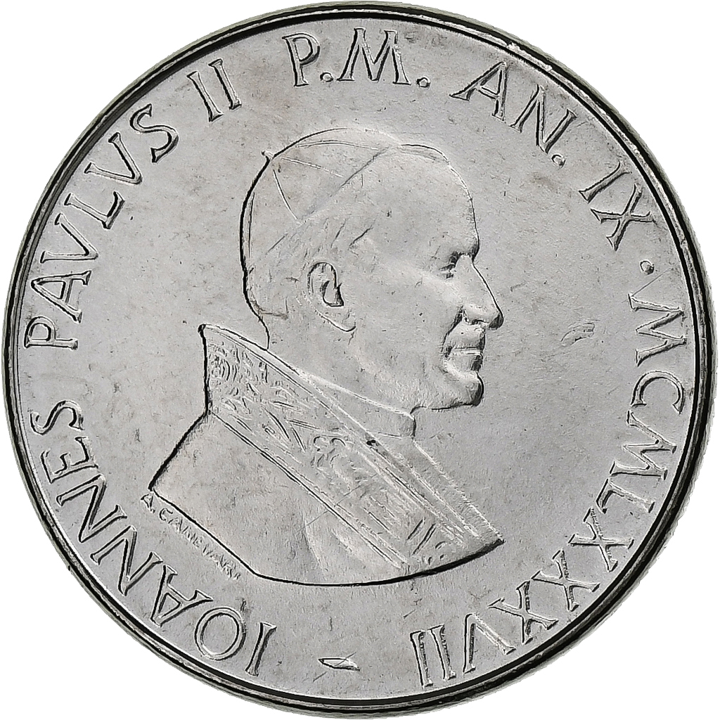 VATICAN CITY, John Paul II, 50 Lire, 1987, FDC, Stainless Steel, 