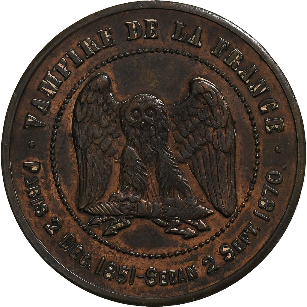 France, 10 Centimes, 1870, Sedan, Satirique, Bronze, 