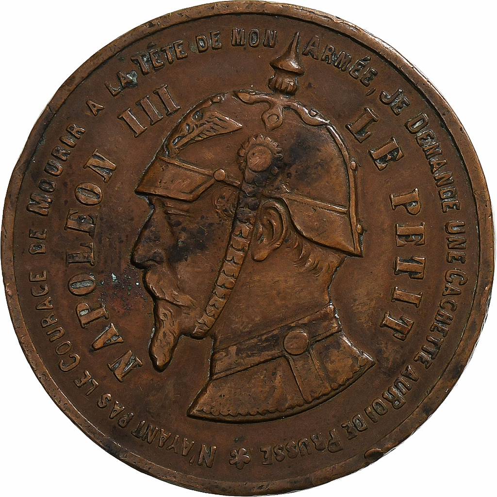 France, 10 Centimes, Napoléon III, Sedan, 1870, Satirique, Bronze, 