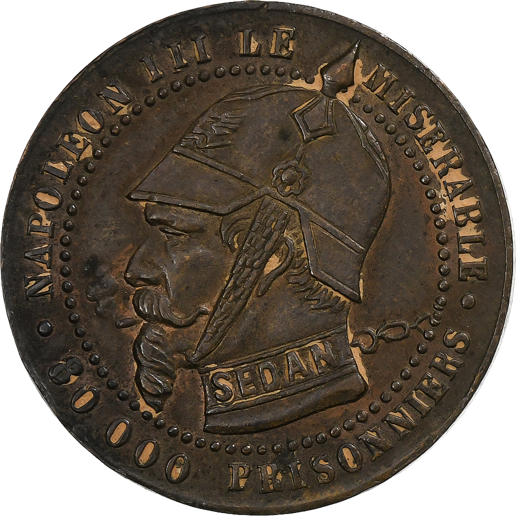 France, Napoleon III, 5 Centimes, 1870, Paris, Satirique, Bronze, 