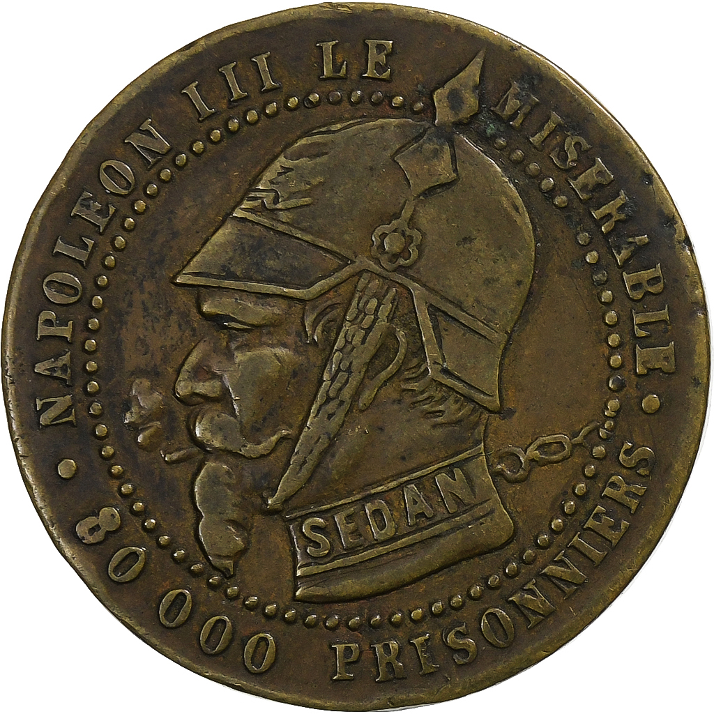France, Napoleon III, 5 Centimes, 1870, Paris, Satirique, Bronze, 