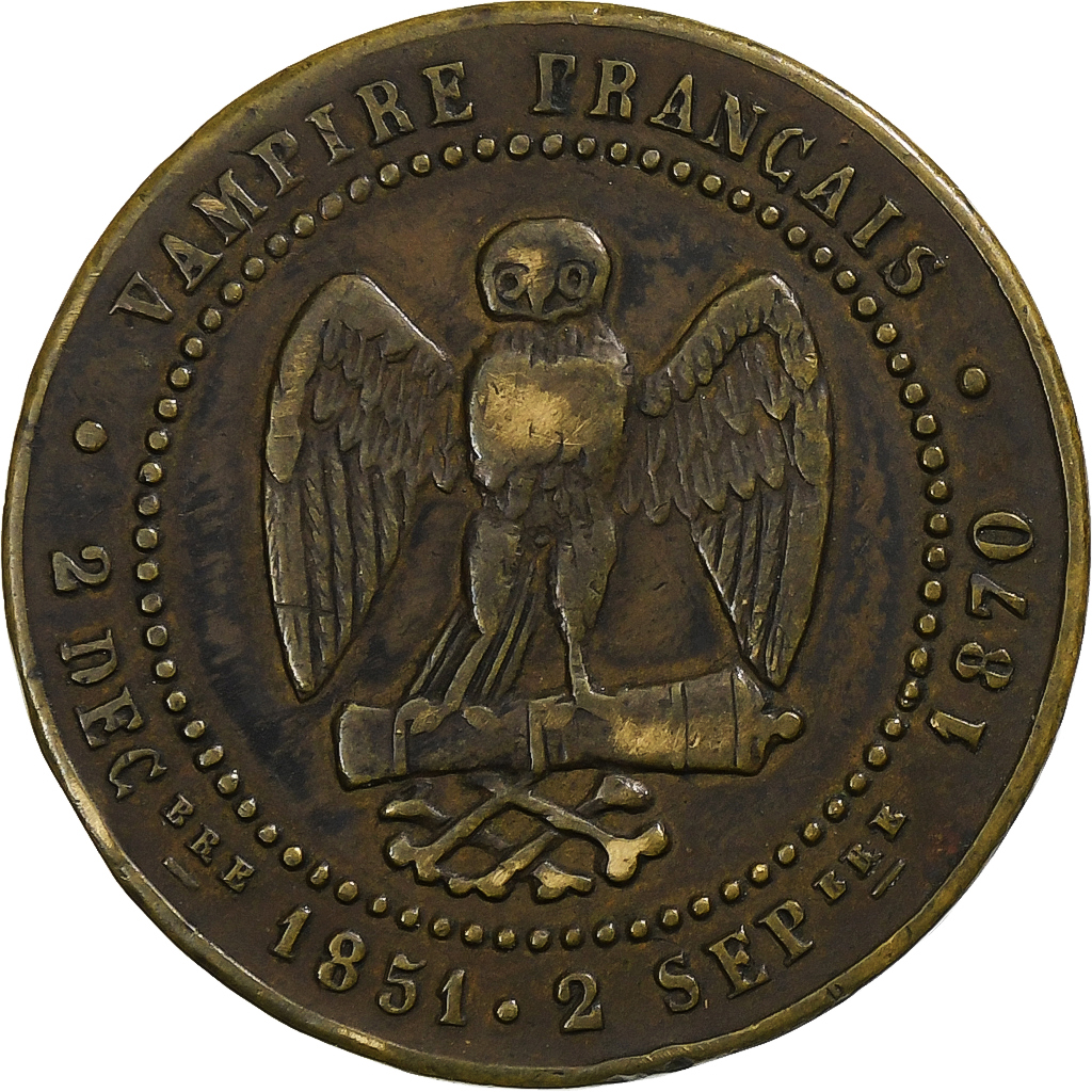 France, Napoleon III, 5 Centimes, 1870, Paris, Satirique, Bronze, 