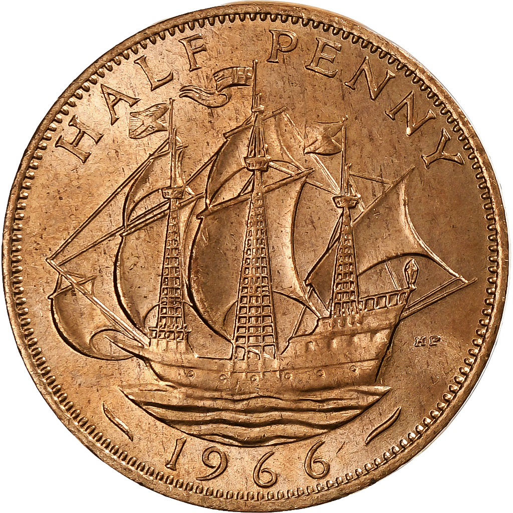 Great Britain, Elizabeth II, 1/2 Penny, Titanic, 100 Ans, 1966, Bronze, 