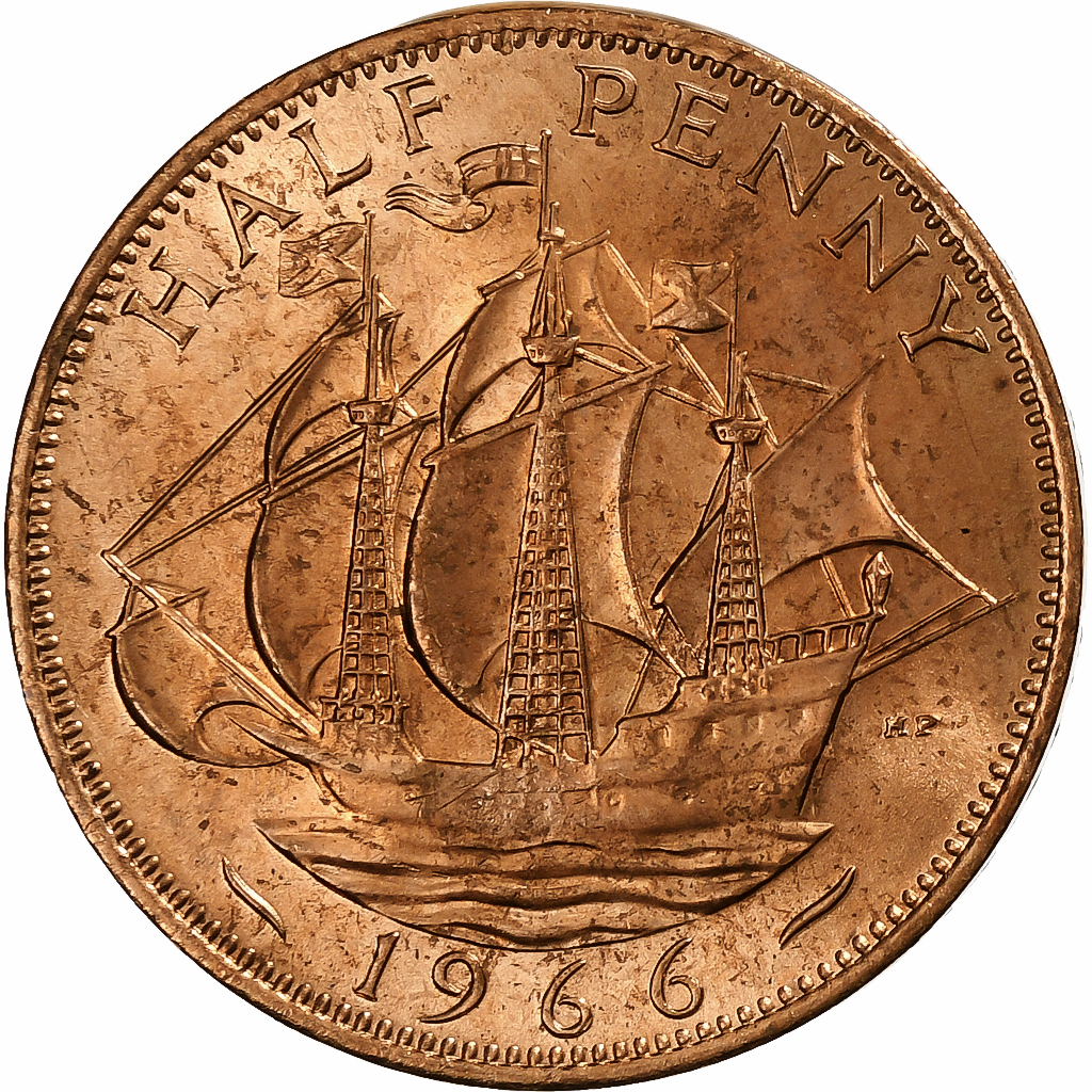 Great Britain, Elizabeth II, 1/2 Penny, Titanic, 100 Ans, 1966, Bronze, 