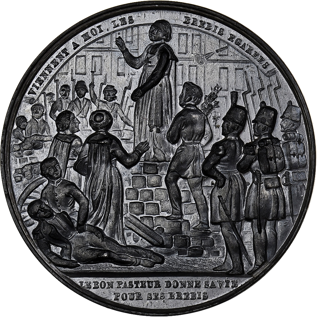 France, Medal, Mort de l'Archevêque Le Bon Pasteur, (1848-1852), Tin, 