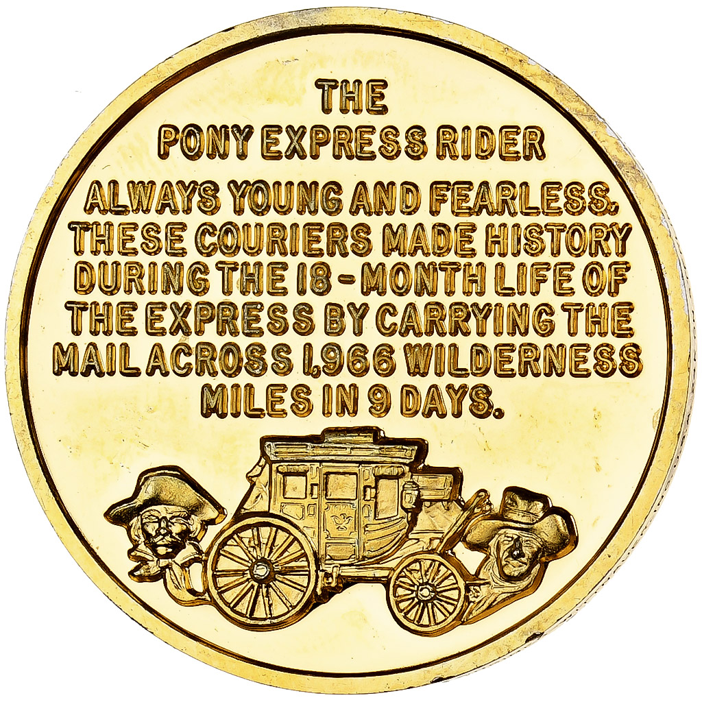 United States of America, Medal, Pony Express Rider, 1972, Vermeil, 