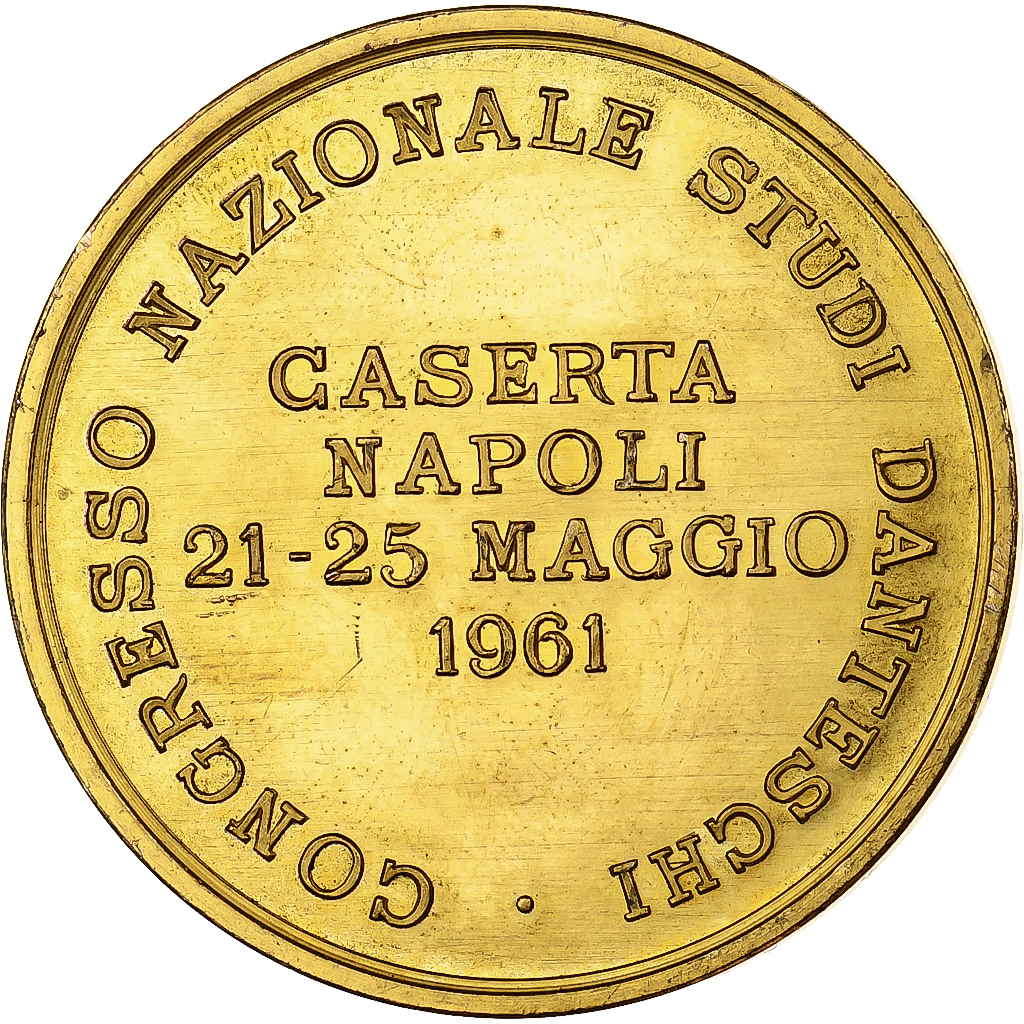 Italy, Medal, Dante Alighieri, Congresso Nazionale Studi Danteschi, 1961, Gilt