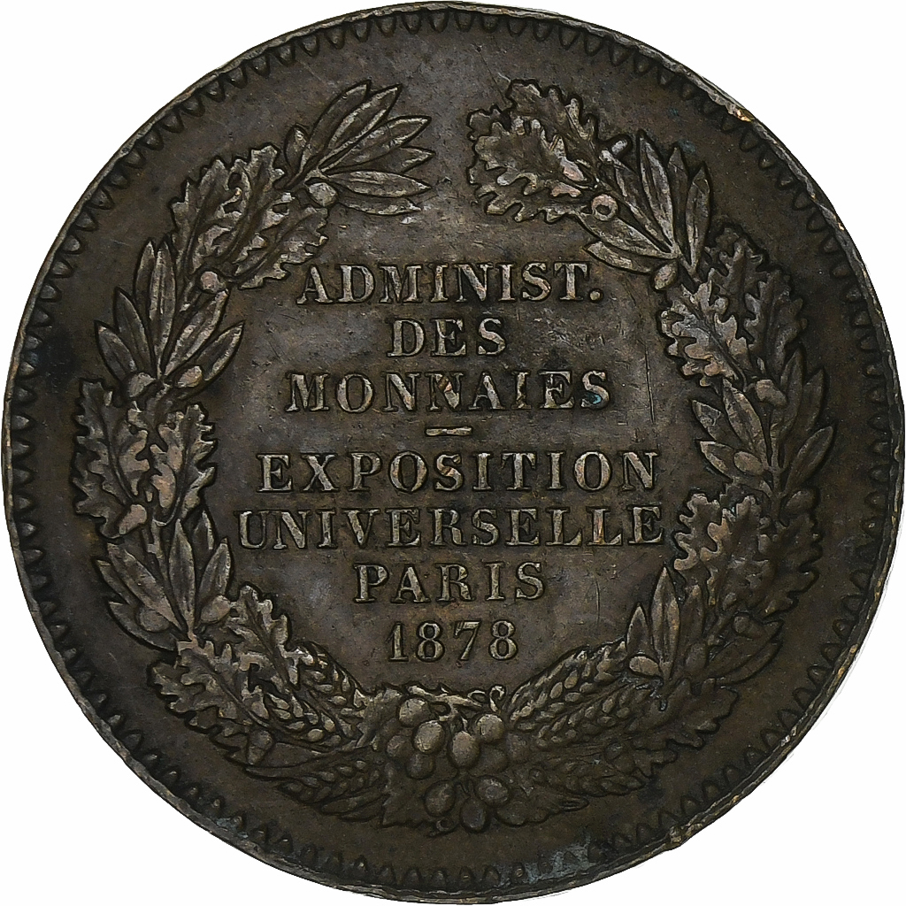 France, Medal, Exposition universelle de Paris, 1878, Copper, Barre, 