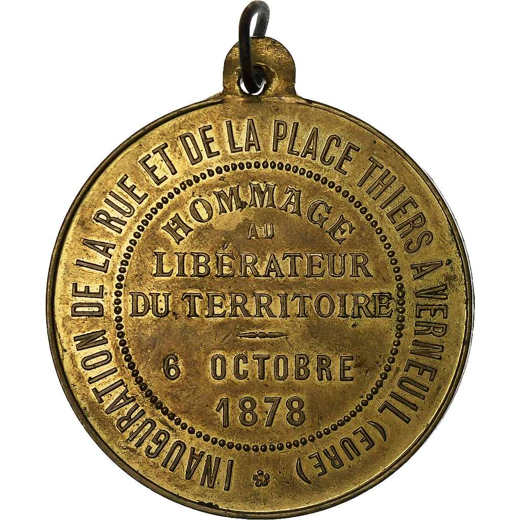 France, Medal, Inauguration de la Place Thiers à Verneuil, 1878, Brass