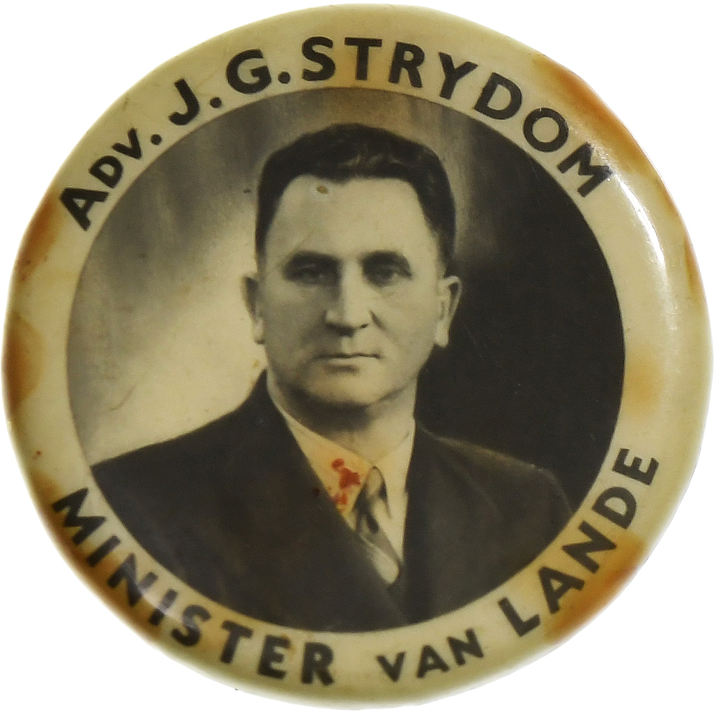 South Africa, Broche, J.G Strydom, Minister van Lande, Métal, 