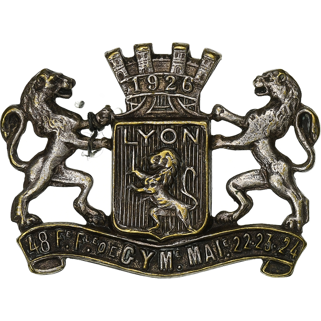 France, Medal, Fête Fédérale Nationale de Gymnastique, Lyon, 1926, Silvered