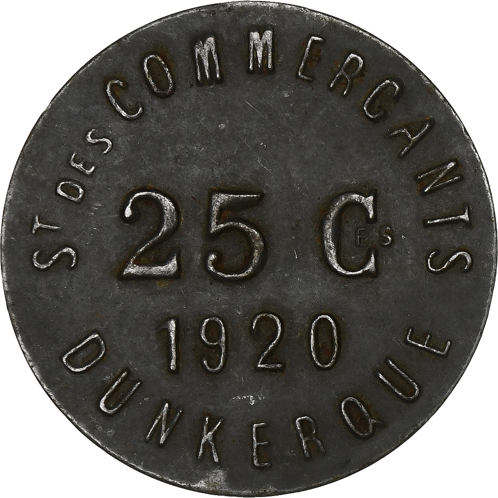 France, Société des Commerçants de Dunkerque, 25 Centimes, 1920, 