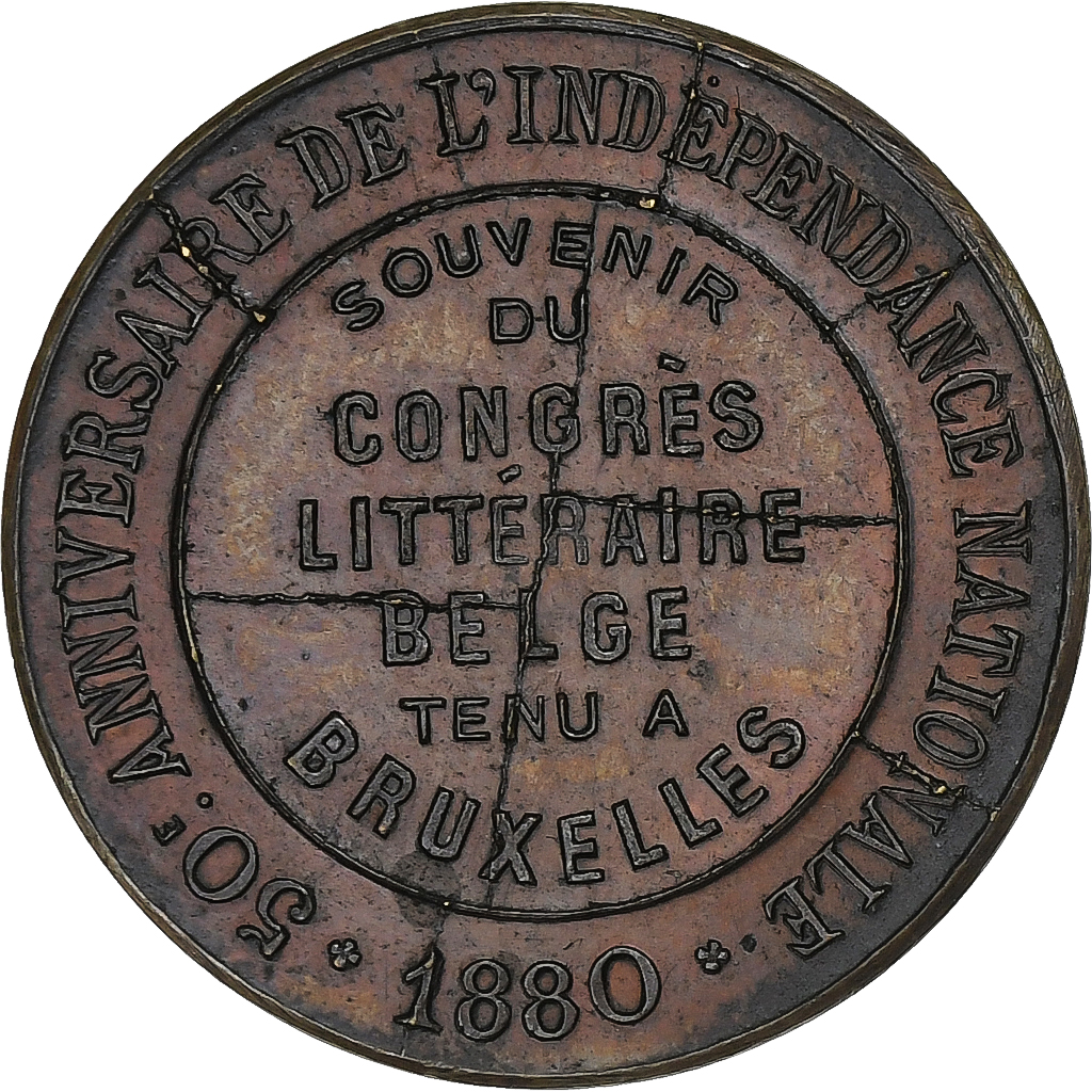 Belgium, Medal, 50ème Anniversaire de l'Indépendance Nationale, 1880, Copper