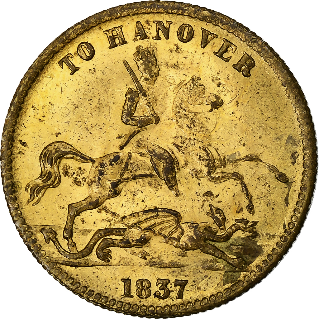 United Kingdom, Token, Victoria, To Hanover, 1837, Brass, 