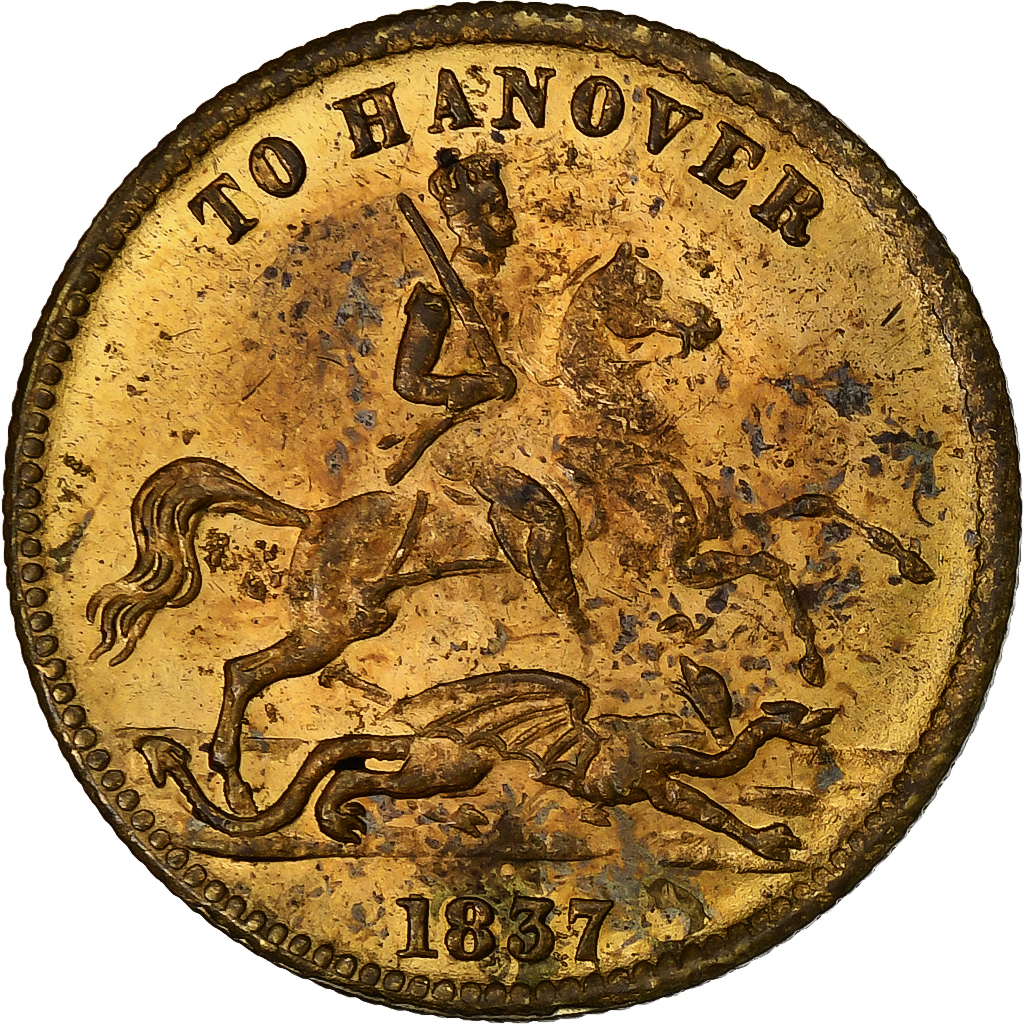United Kingdom, Token, Victoria, To Hanover, 1837, Brass, 