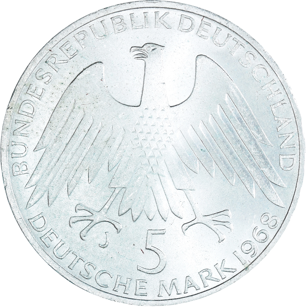 Coin, GERMANY - FEDERAL REPUBLIC, 5 Mark, 1968, Hamburg, Germany, 