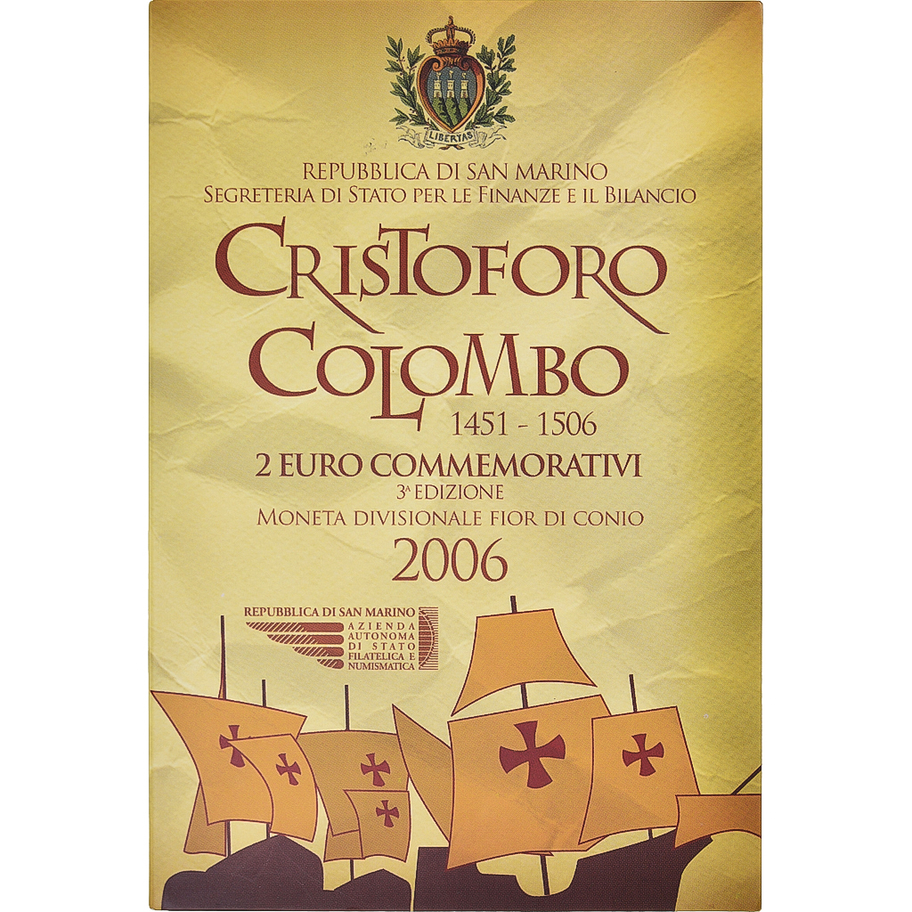 San Marino, 2 Euro, Christophe Colomb, 2006, Rome, STGL, Bi-Metallic