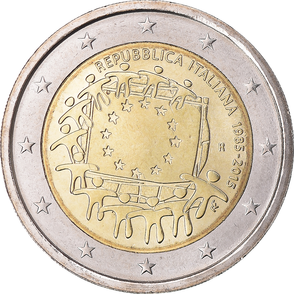 Italie, 2 Euro, 2015, 30 ans   Drapeau européen, SPL+, Bimétallique, KM:New
