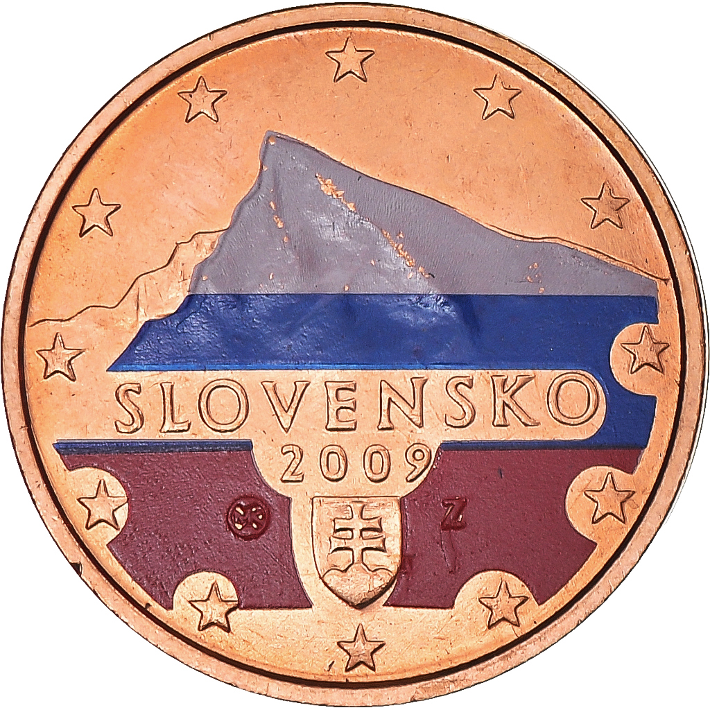 [#1160913] Slowakei, 2 Euro Cent, 2009, Kremnica, Colourized, UNZ+, Copper Plate