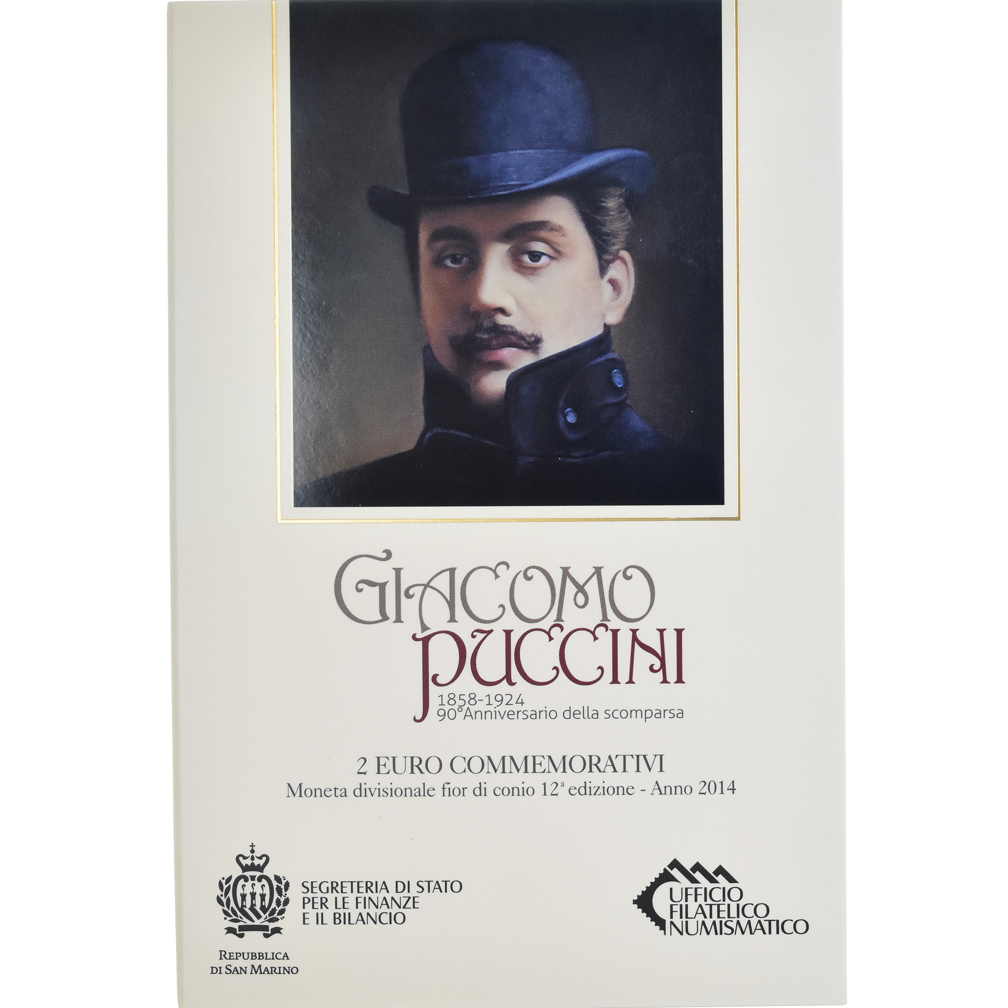 Saint Marin , 2 Euro, Giacomo Puccini, 2014, Rome, Special Unc., FDC