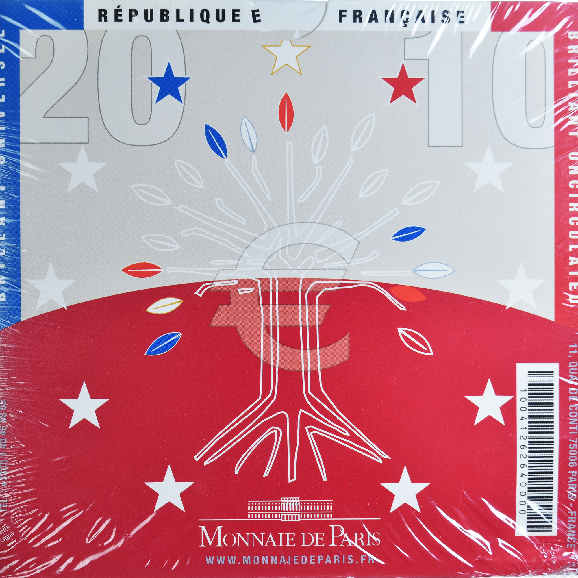 France, Monnaie de Paris, 1 Cent to 2 Euro, 2010, Paris, BU, 