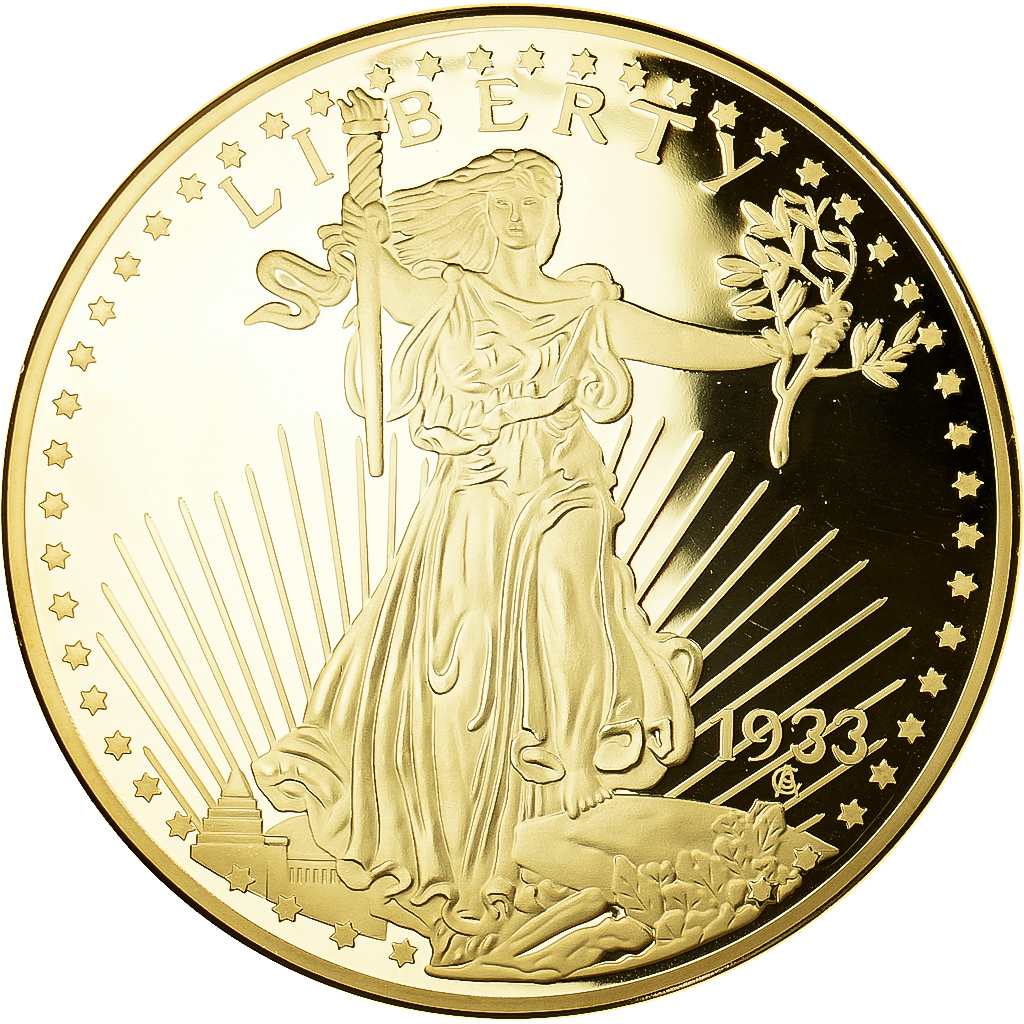 United States, Medal, Copy Twenty Dollars, Liberty, , Copper Gilt