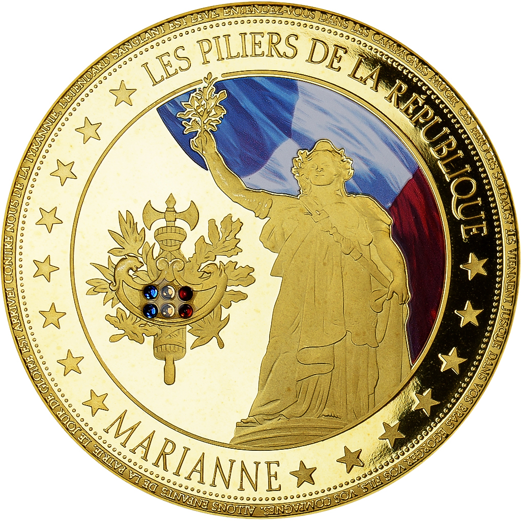 France, Medal, Les piliers de la République, Marianne, , Copper Gilt