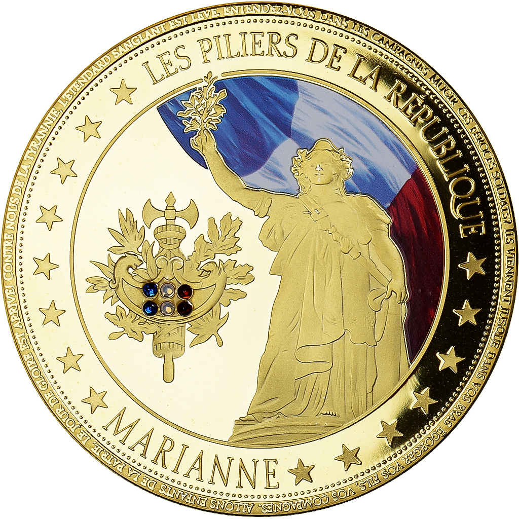 France, Medal, Les piliers de la République, Marianne, , Copper Gilt