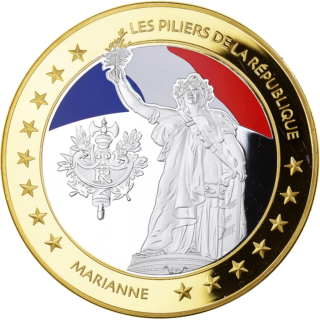 France, Medal, Les piliers de la République, Marianne, , Copper Gilt