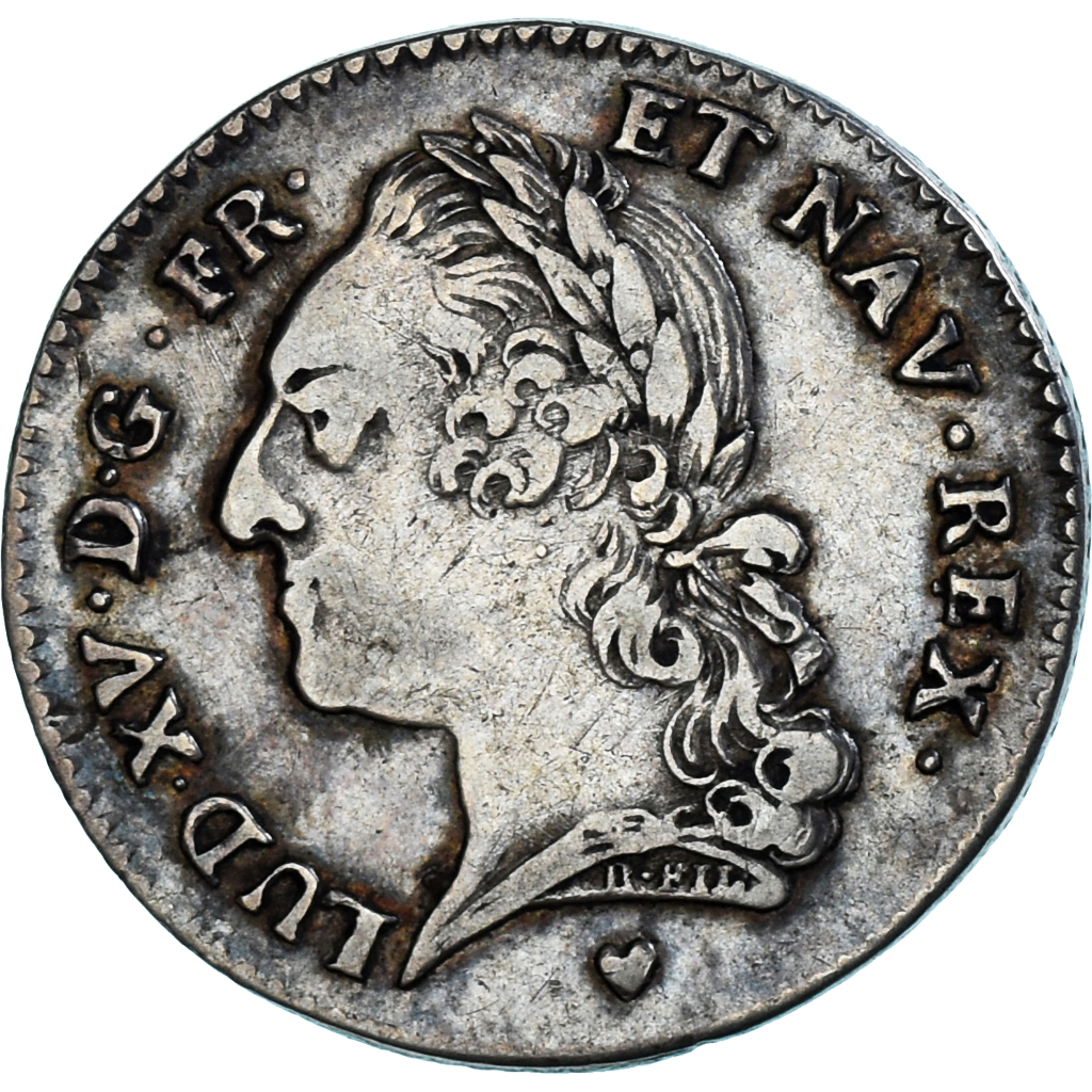 Coin, France, Louis XV, 1/5 Écu à la vieille tête, 24 Sols, 1/5 ECU, 1774