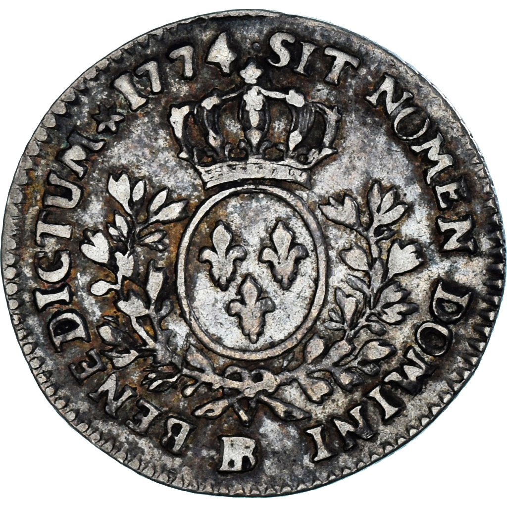 Coin, France, Louis XV, 1/5 Écu à la vieille tête, 24 Sols, 1/5 ECU, 1774