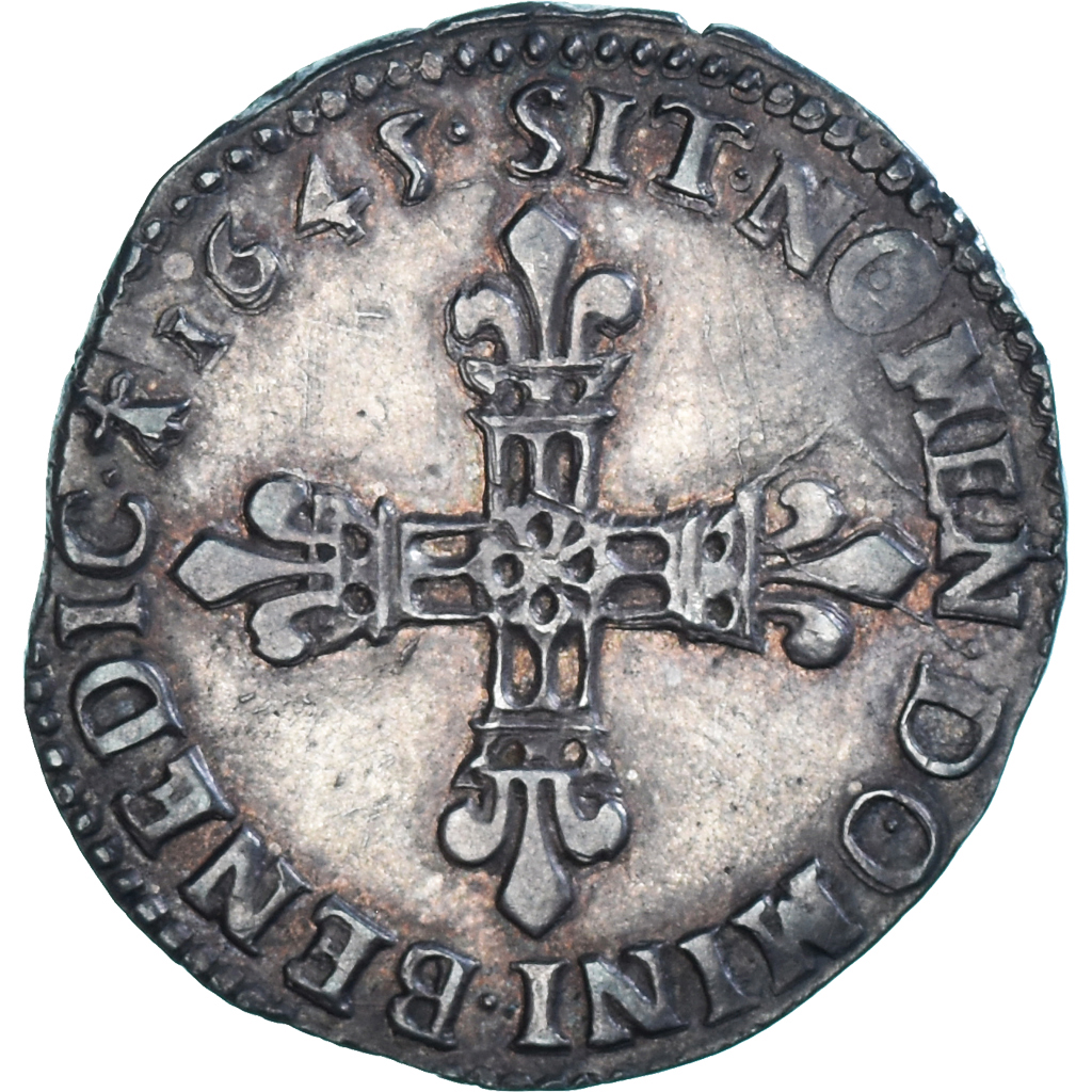 Coin, France, Louis XIV, 1/4 Écu, frappé au marteau, 1/4 Ecu, 1645, Rennes