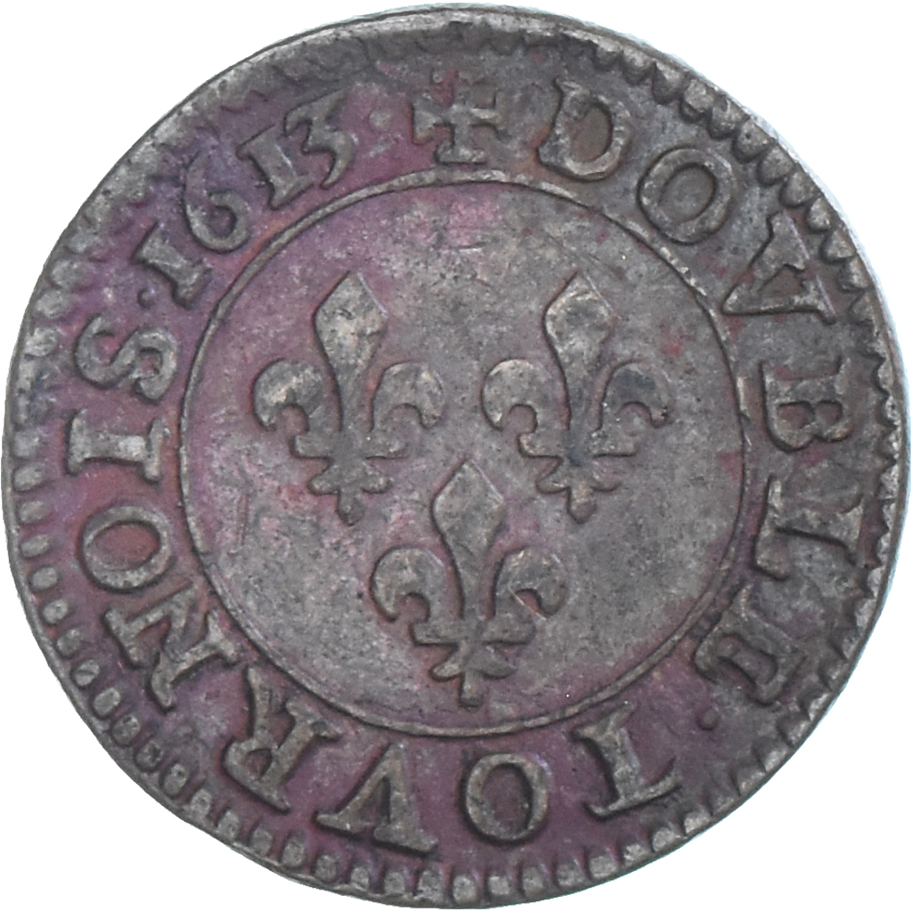 Coin, France, Louis XIII, Double Tournois, 1613, Paris, , Copper