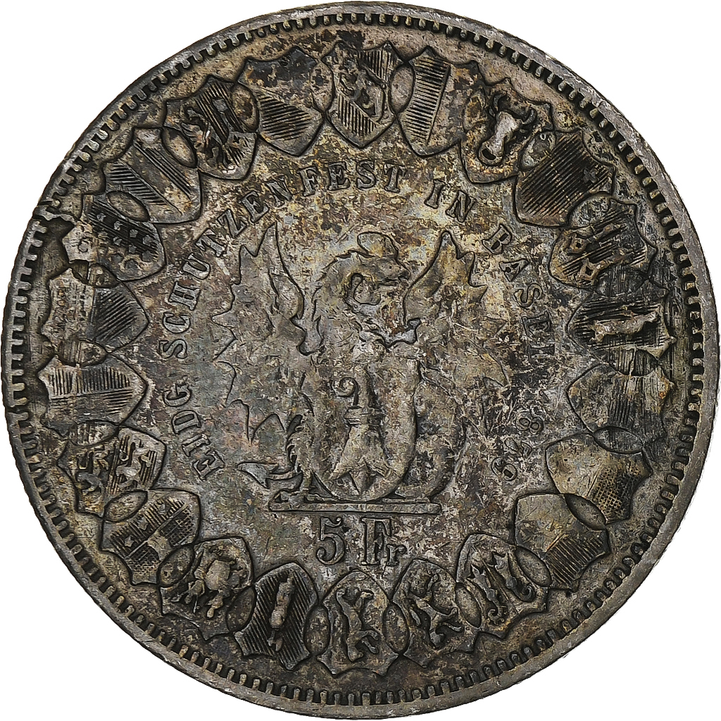 Coin, Switzerland, 5 Francs, 1879, Basel, , Silver, KM:S14