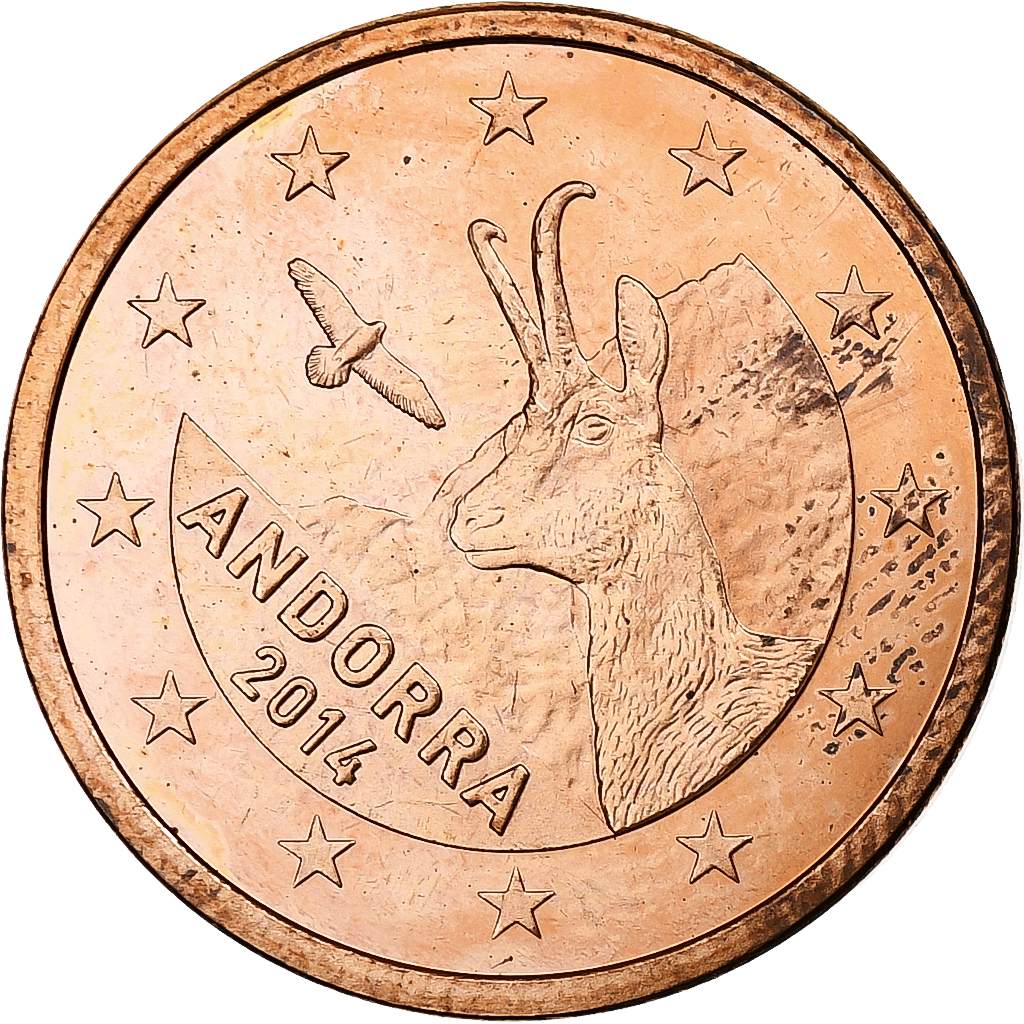 Andorra, 5 Euro Cent, 2014, VZ+, Copper Plated Steel, KM:New