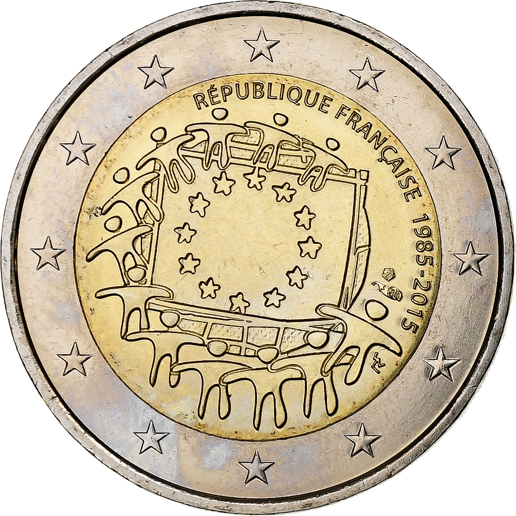 Frankreich, 2 Euro, 30 ans du drapeau de l union europeenne, 2015, Paris, UNZ
